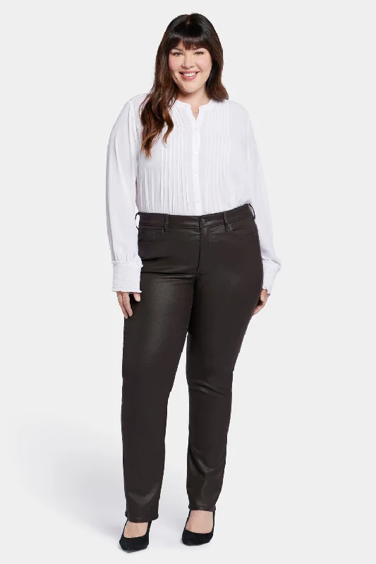 Limited Time Flash Sale Coated Marilyn Straight Jeans In Plus Size - Cordovan Coated