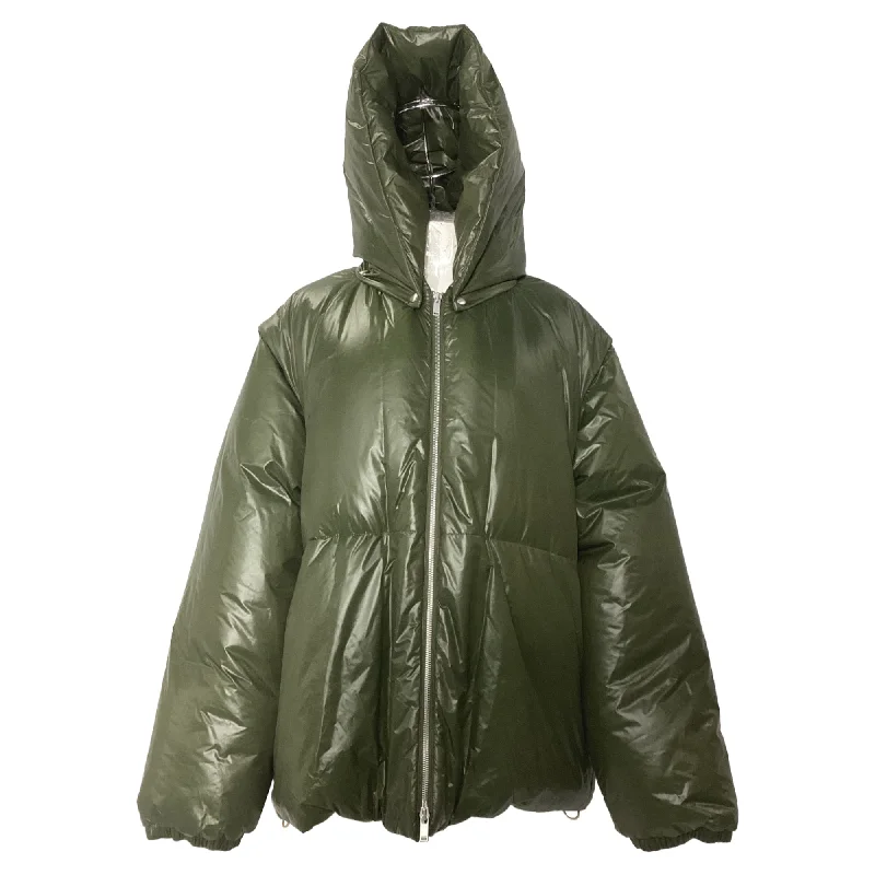 Comfortable Clothes Jil Sander Zipped Hooded Down Jacket in Olive Polyamide