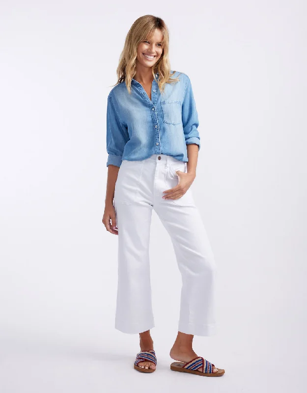 Chic Style, Always In Vogue Catalina Cropped Wide Leg Jeans - White