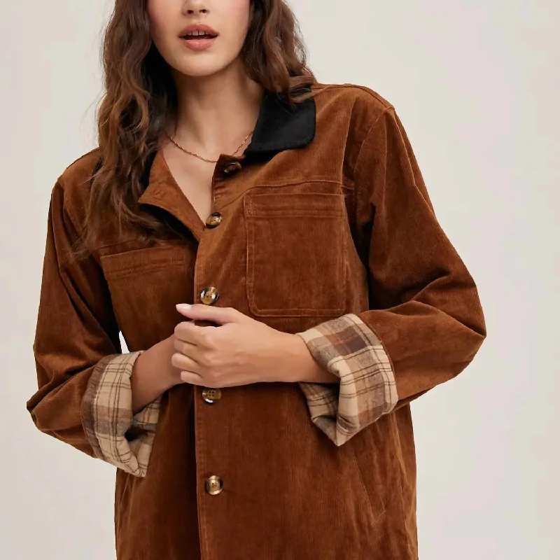 Exclusive Deals Online Corduroy Barn Coat In Brown