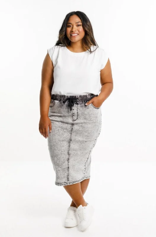 Women Wear Online Home Lee Denim Midi Skirt Grey Wash