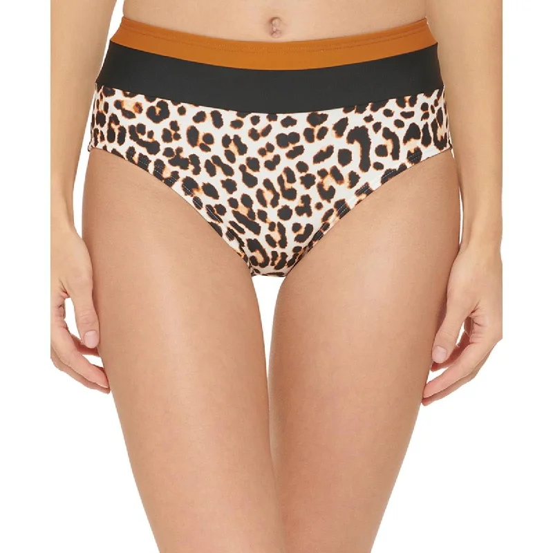 Trendy Street Style Attire Womens Leopard High-Waist Swim Bottom Separates