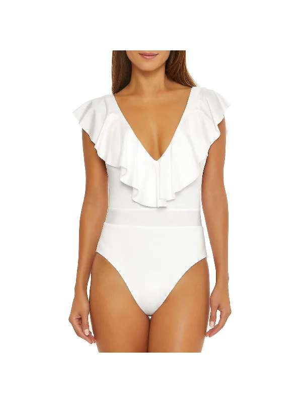 Limited Stock, Big Discounts Womens Ruffled Nylon One-Piece Swimsuit