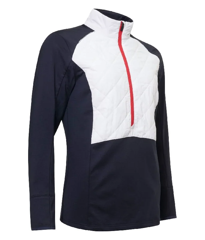 Stylish Savings Women’S Troon Warm And Windproof Hybrid Half-Zip Jacket In Mixed Navy