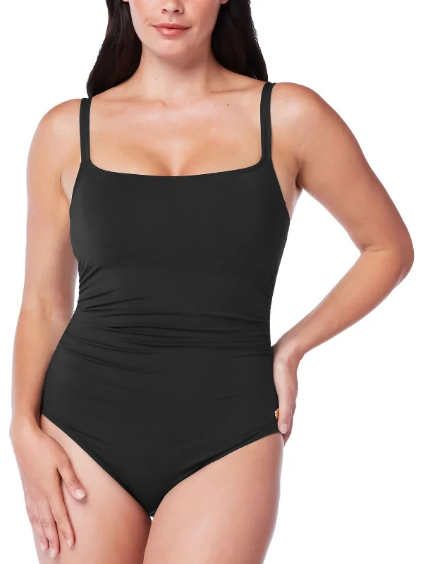 Travel Essentials Womens Underwire Ruched One-Piece Swimsuit