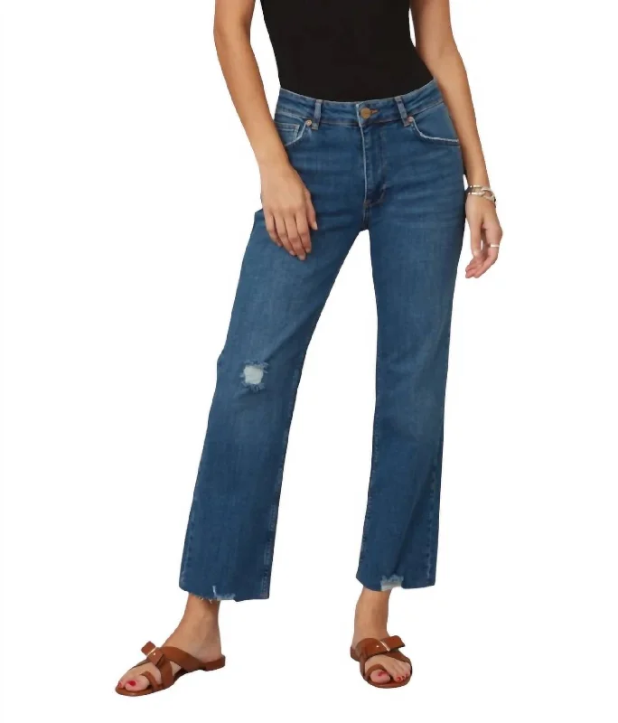 Chic And Edgy Denver High Rise Straight Jeans In Dim Sky