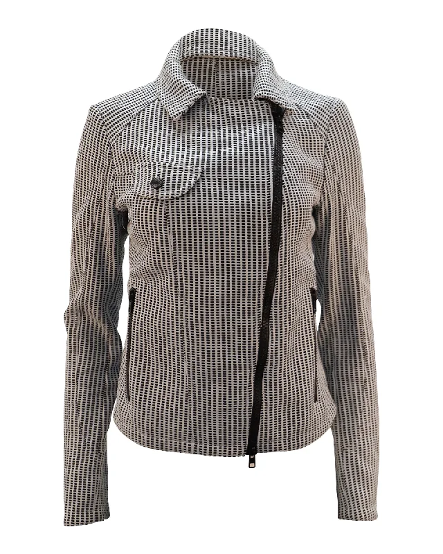 Hot Trends Drome Perforated Jacket in Grey Leather