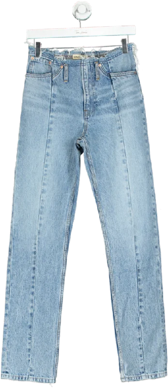 Athleisure Wear Special Offer GRLFRND Blue Adriana Belted Frayed Waist Slim Straight Jeans W26