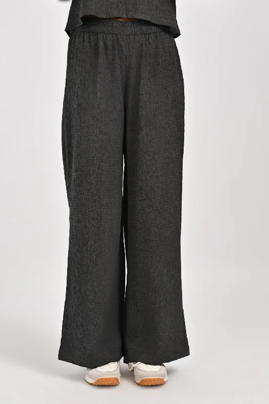 Luxe Women's Fashion TEXTURED WIDE LEG TROUSERS