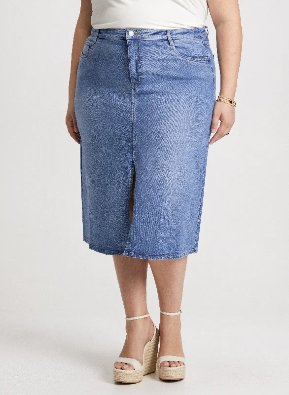 Unleash Your Trendy Side Joseph Ribkoff - Denim Skirt