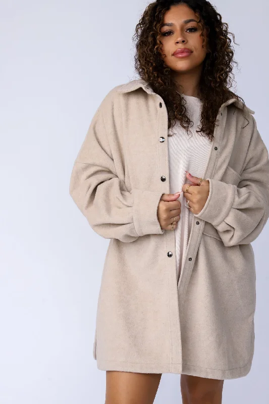 Clothing For Women Weekday Flannel Jacket Cream