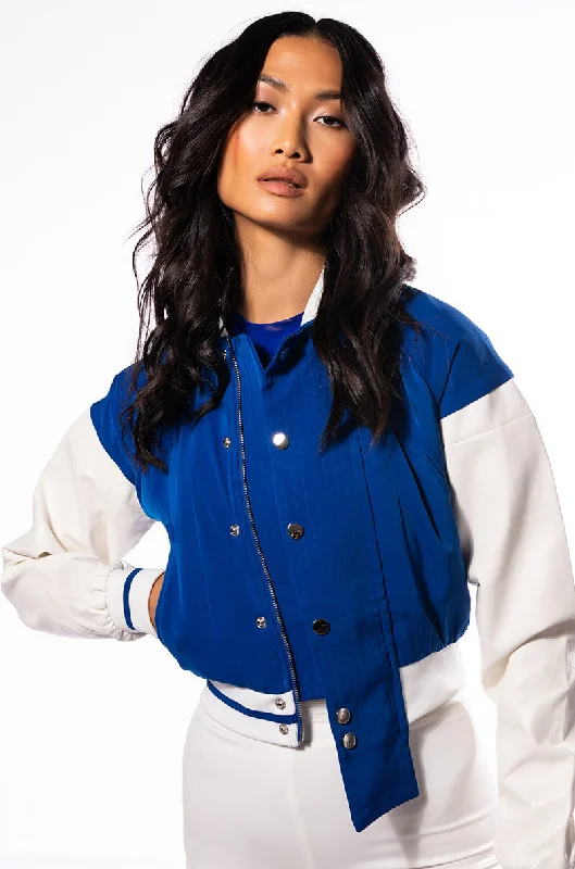 Casual Chic RUNNER FITTED CROP VARSITY BOMBER