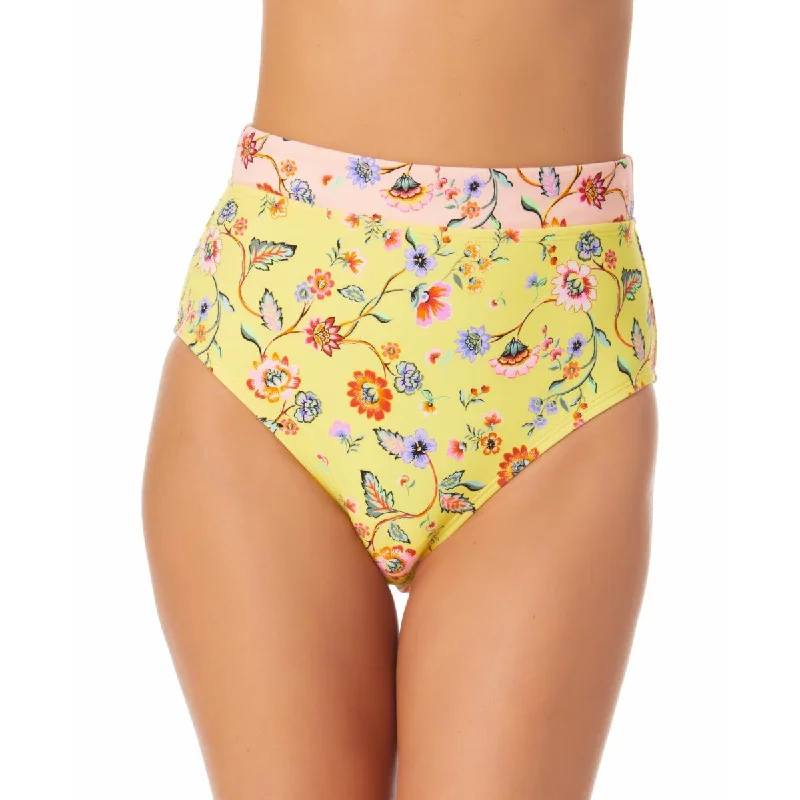 Evening Elegance Juniors Womens Floral Print High-Rise Swim Bottom Separates