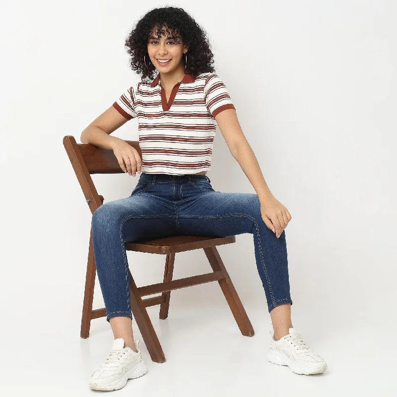 Modern Women’s Fashion with Vintage Touches Slim Fit Striped T-Shirt