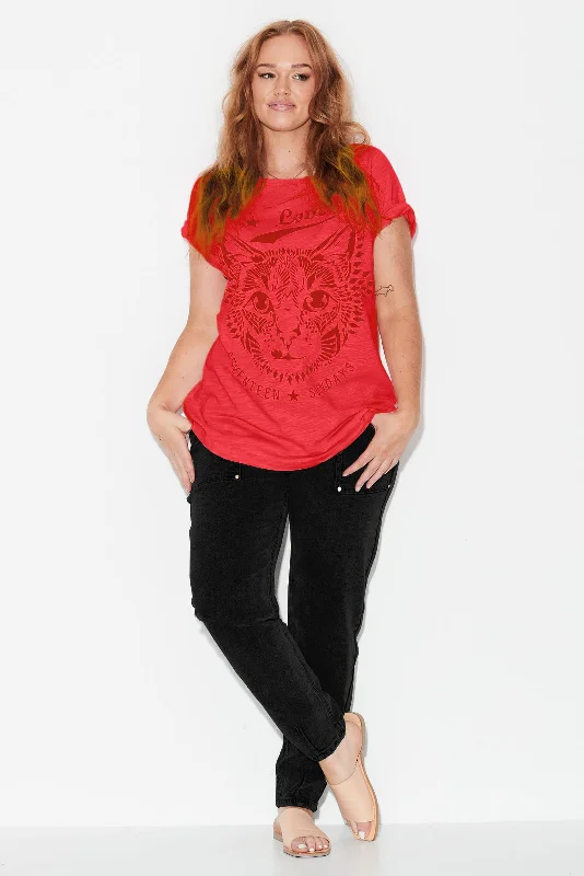 Sophisticated Fashion Cat Tee - Red