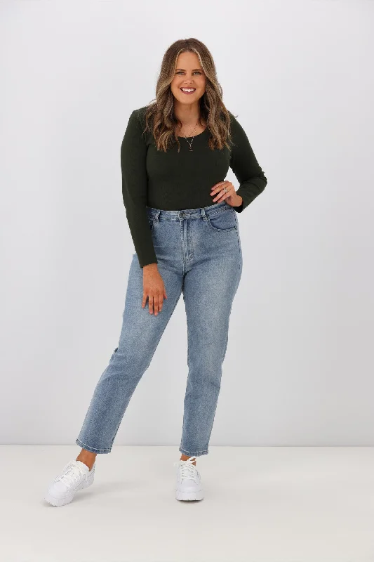 Trendsetter's Closet Leoni Olivia Mom Jeans Blue Wash