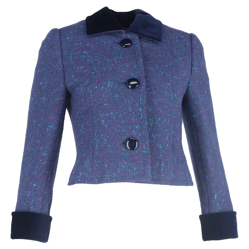 Flash Sale Event Givenchy Buttoned Tweed Cropped Jacket in Purple Wool