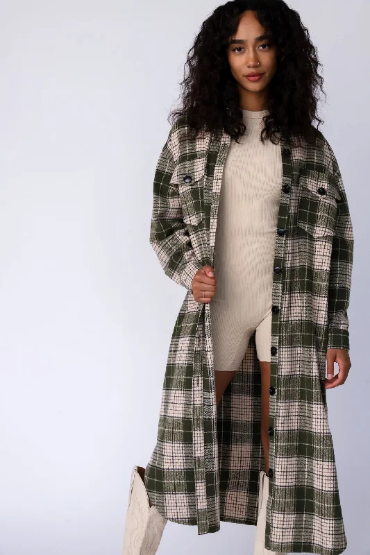 Women Wear Online Mountains Are Calling Flannel Jacket Green