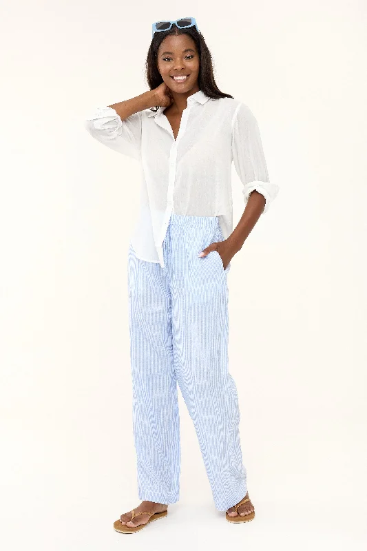 Women's Clothing Sale Online Mallorca Linen Pant - Blue Stripe