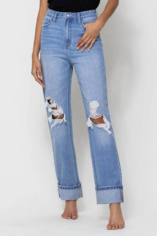 Holiday Gift Guide Sale Alyssa Distress 90S Straight Jean In Denim