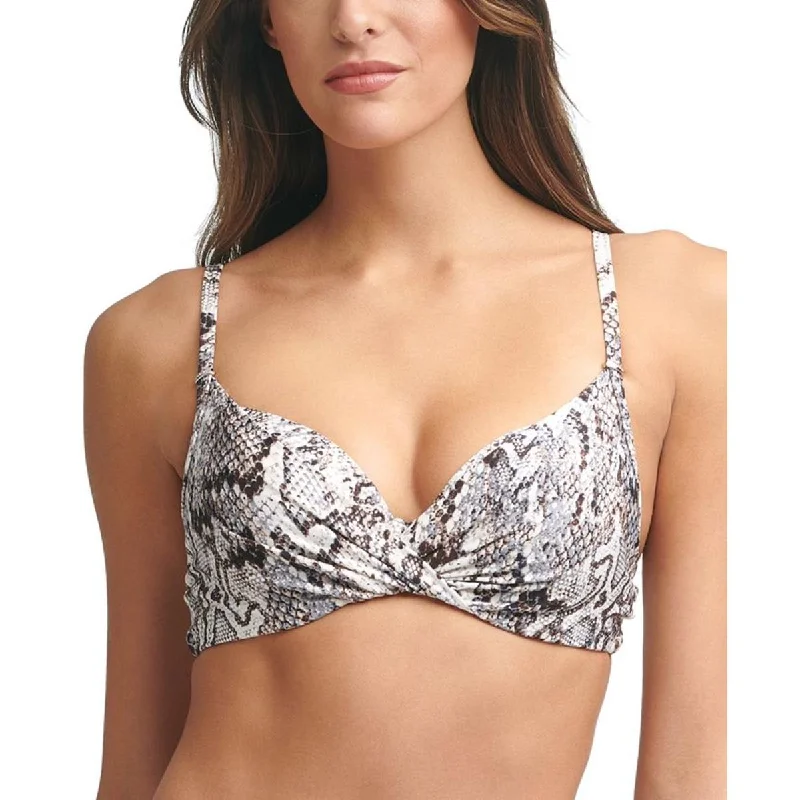 Online Boutiques Womens Snake Print Underwire Swim Top Separates