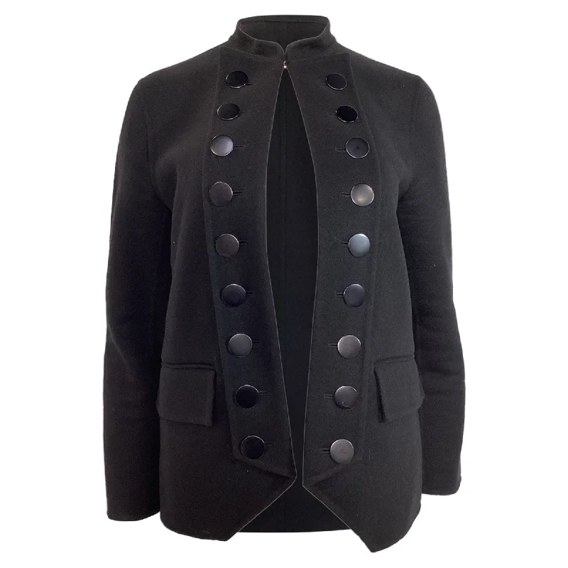 Sporty Streetwear Burberry Prorsum Military Style Peacoat in Black Cashmere