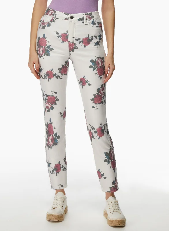 Discount Price Floral Print Slim Leg Jeans