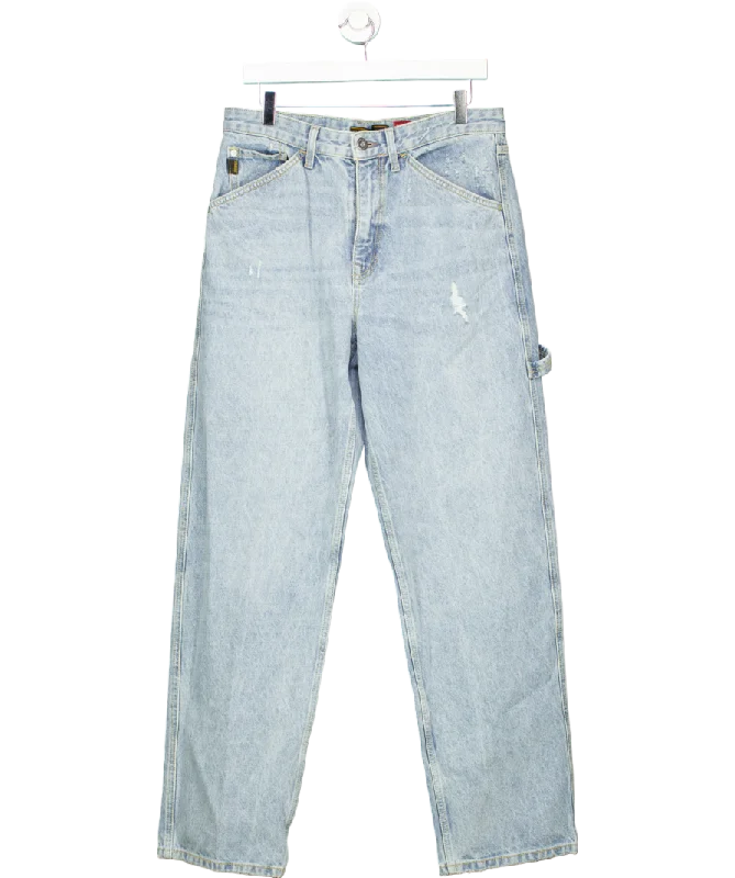 Absurdly Cheap Sale Superdry Blue Raw Hem Wide Leg Jeans W32