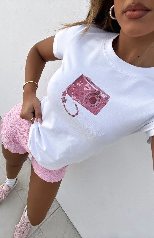 Relaxed Style Pictures Of Me & You Baby Tee White