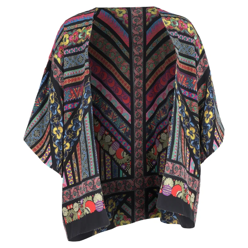 Sophisticated Style Etro Printed Kimono Jacket in Multicolor Silk