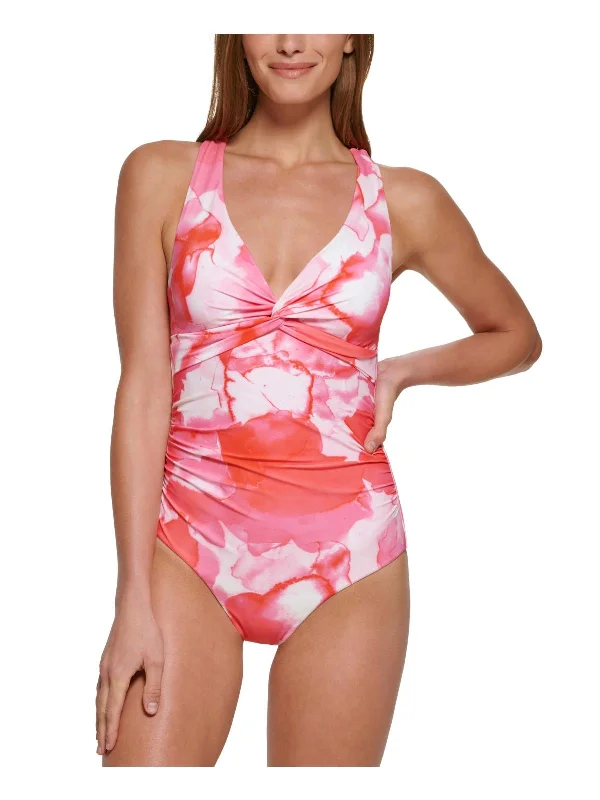 Massive Savings Womens Tie-Dye Strappy One-Piece Swimsuit