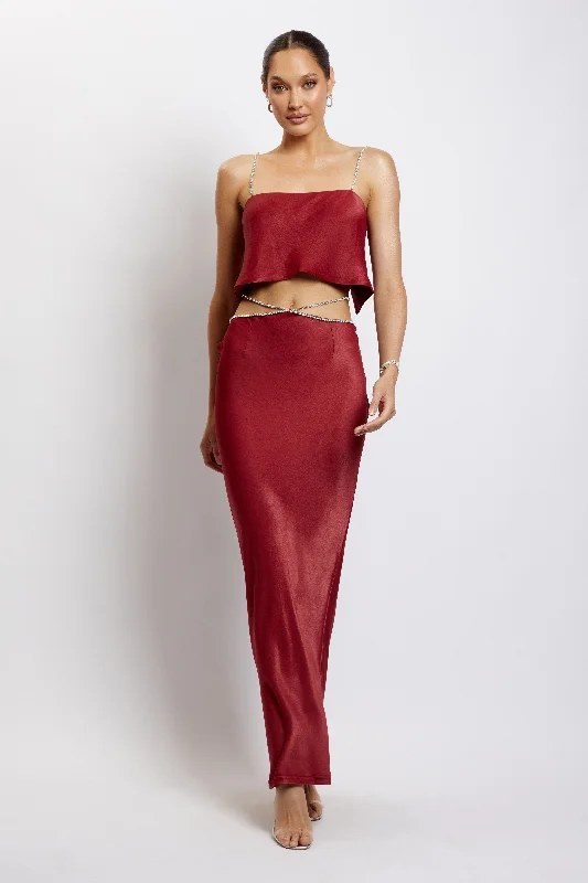 Effortless Style, Endless Impact Dayana Diamante Maxi Skirt - Wine